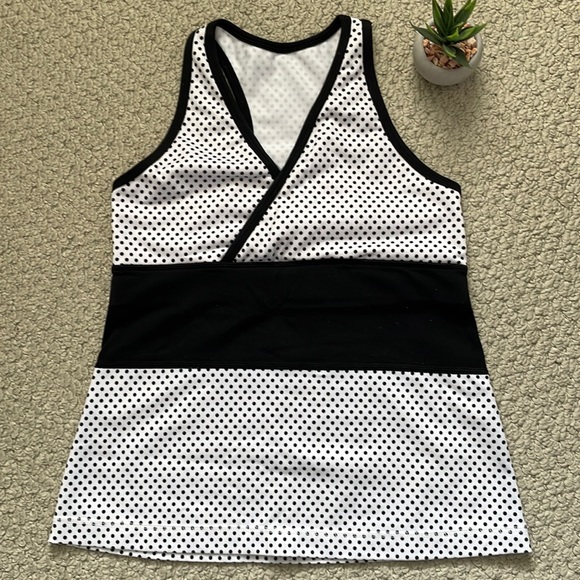 Lululemon deep v tank white black polka dot - Picture 2 of 6